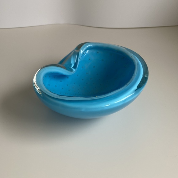 VTG Italy Alfredo Barbini MURANO GLASS Blue & Gold Leaf Ashtray & Lighter & Swan - Picture 6 of 12
